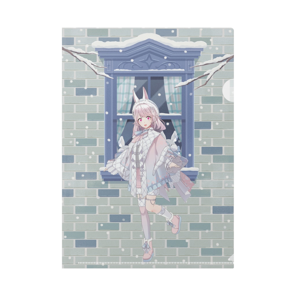 【ゆきうさぎ】12月冬コーデ-クリアファイル-G0500