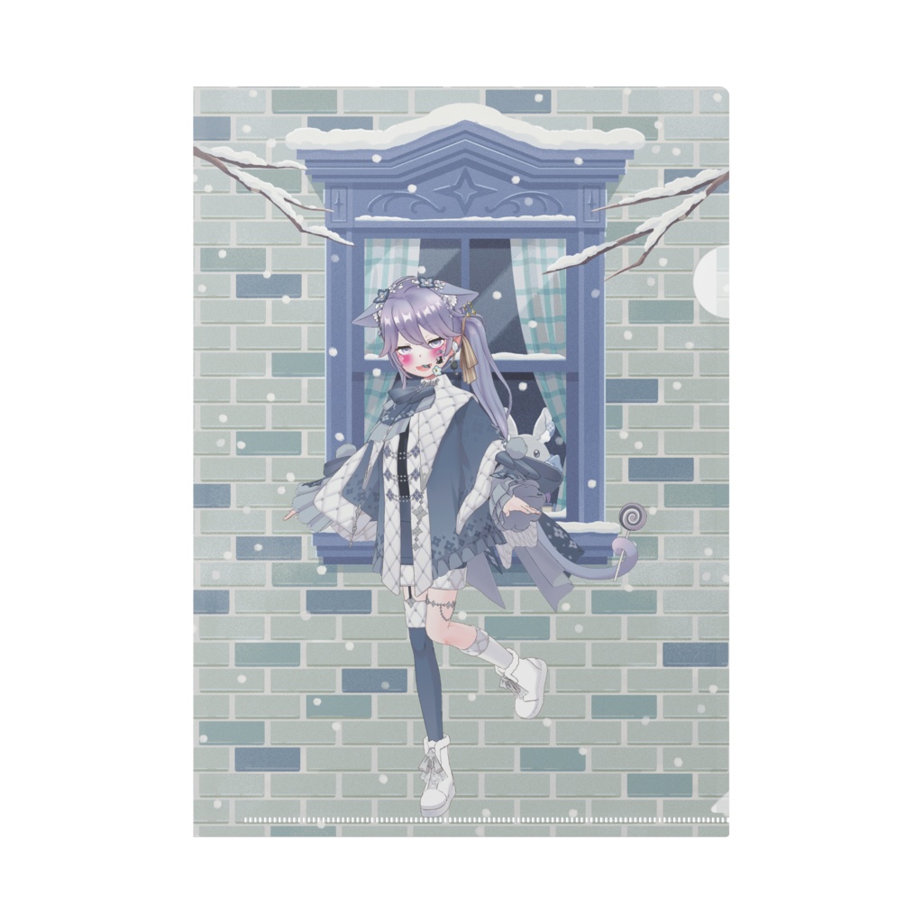 【夜雪 冬桜】12月冬コーデ-クリアファイル-G1034