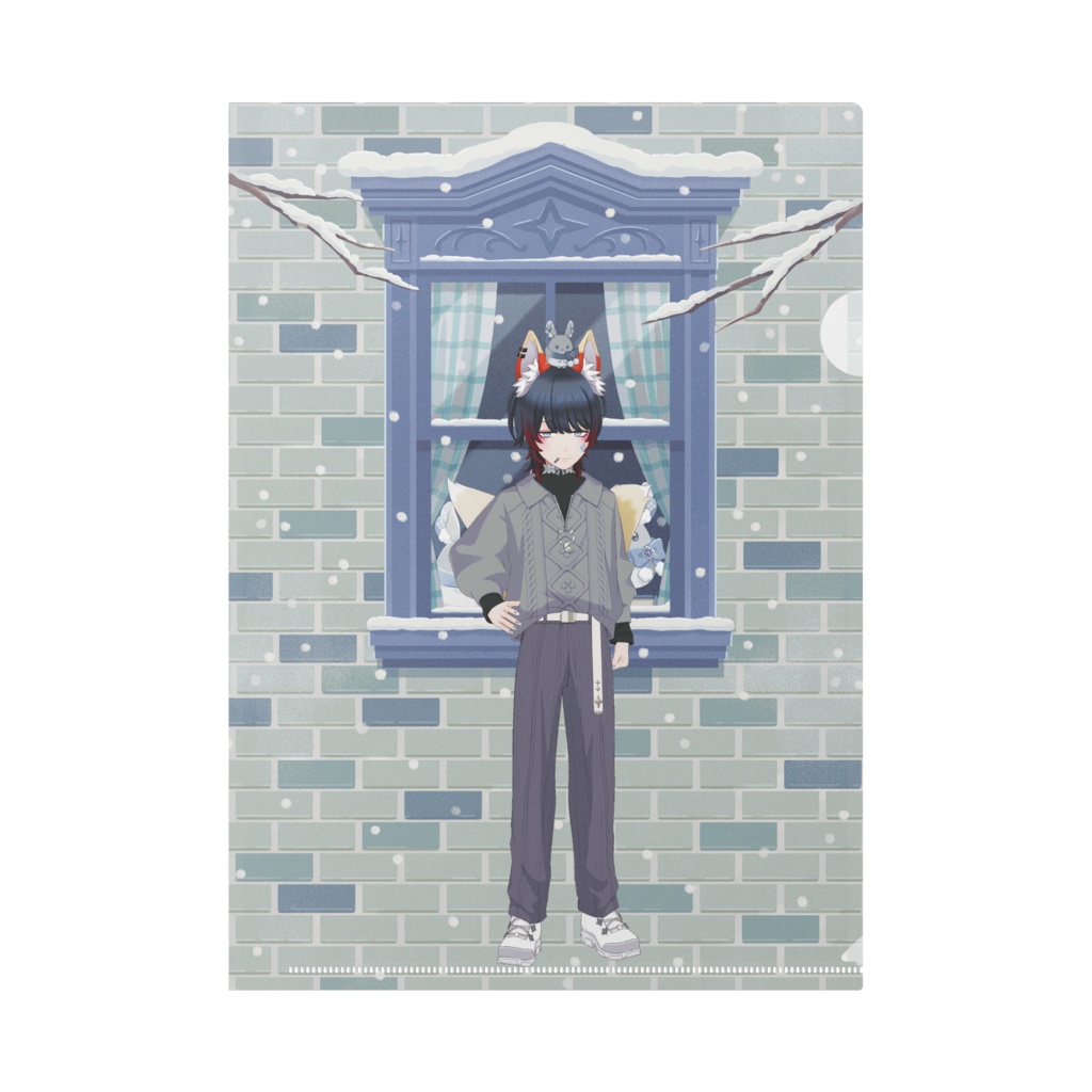 【夜縹黒須こんこん】12月冬コーデ-クリアファイル-G1042