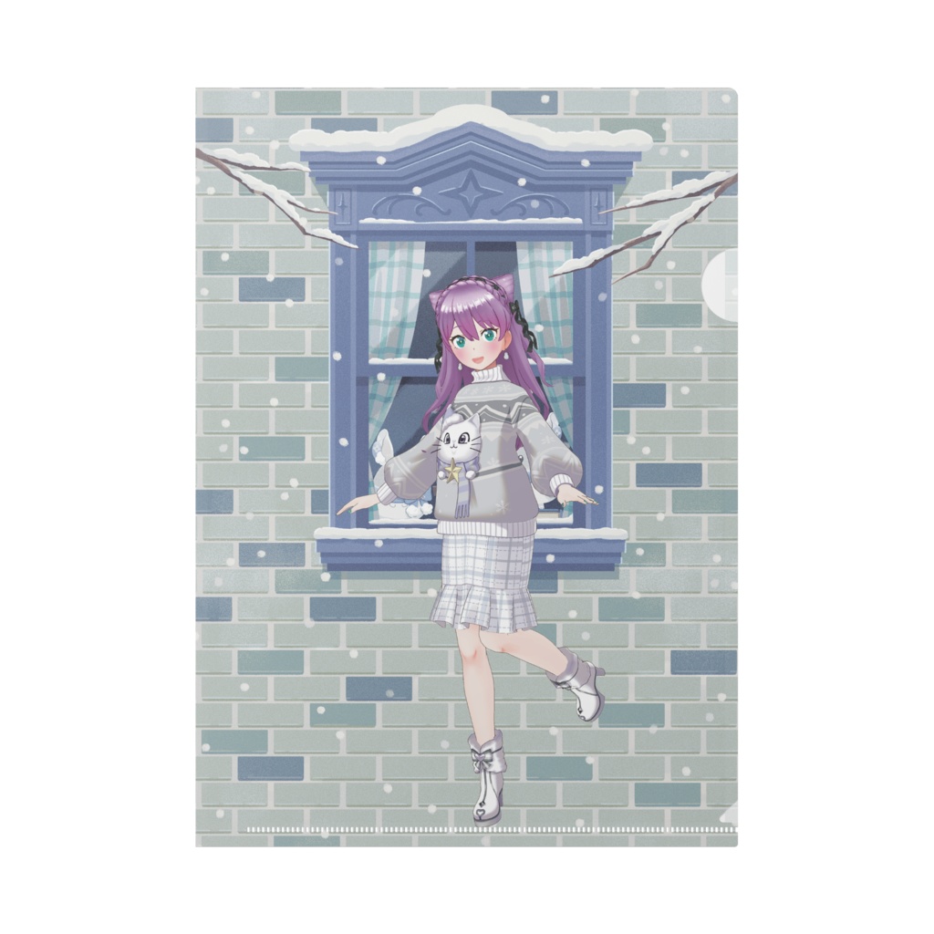 【紫水ぼたん】12月冬コーデ-クリアファイル-G0755
