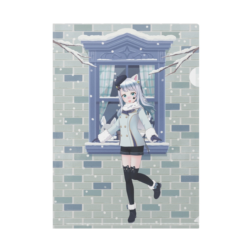 【雪猫】12月冬コーデ-クリアファイル-G0849