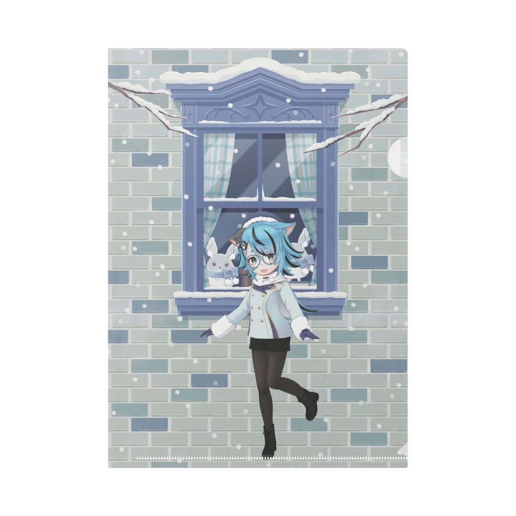 【ねこんが】12月冬コーデ-クリアファイル-G0346