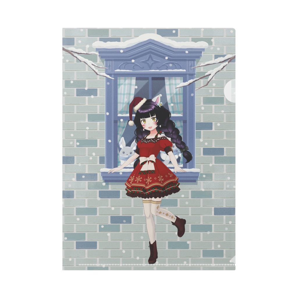 【まなネコ サンタ衣装】12月冬コーデ-クリアファイル-G0425