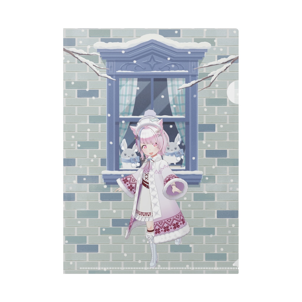 【みけにゃん】12月冬コーデ-クリアファイル-G0447