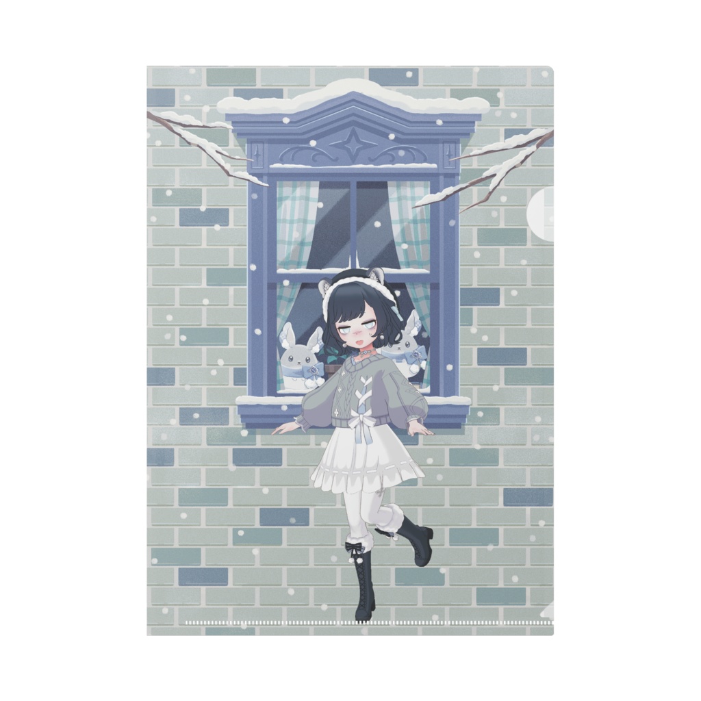 【やみねこ】12月冬コーデ-クリアファイル-G0495