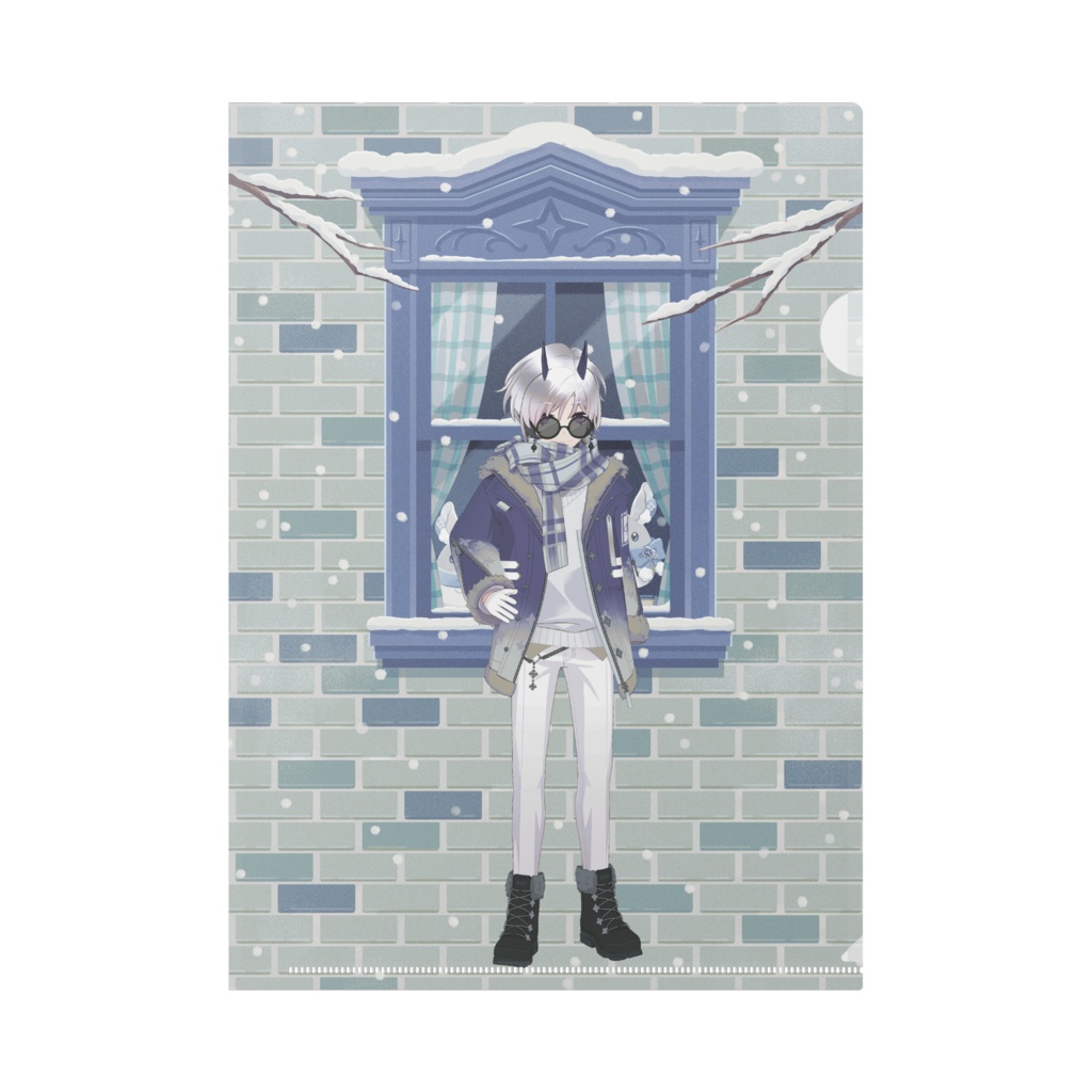 【夜猫 しゅらるん】12月冬コーデ-クリアファイル-G1036