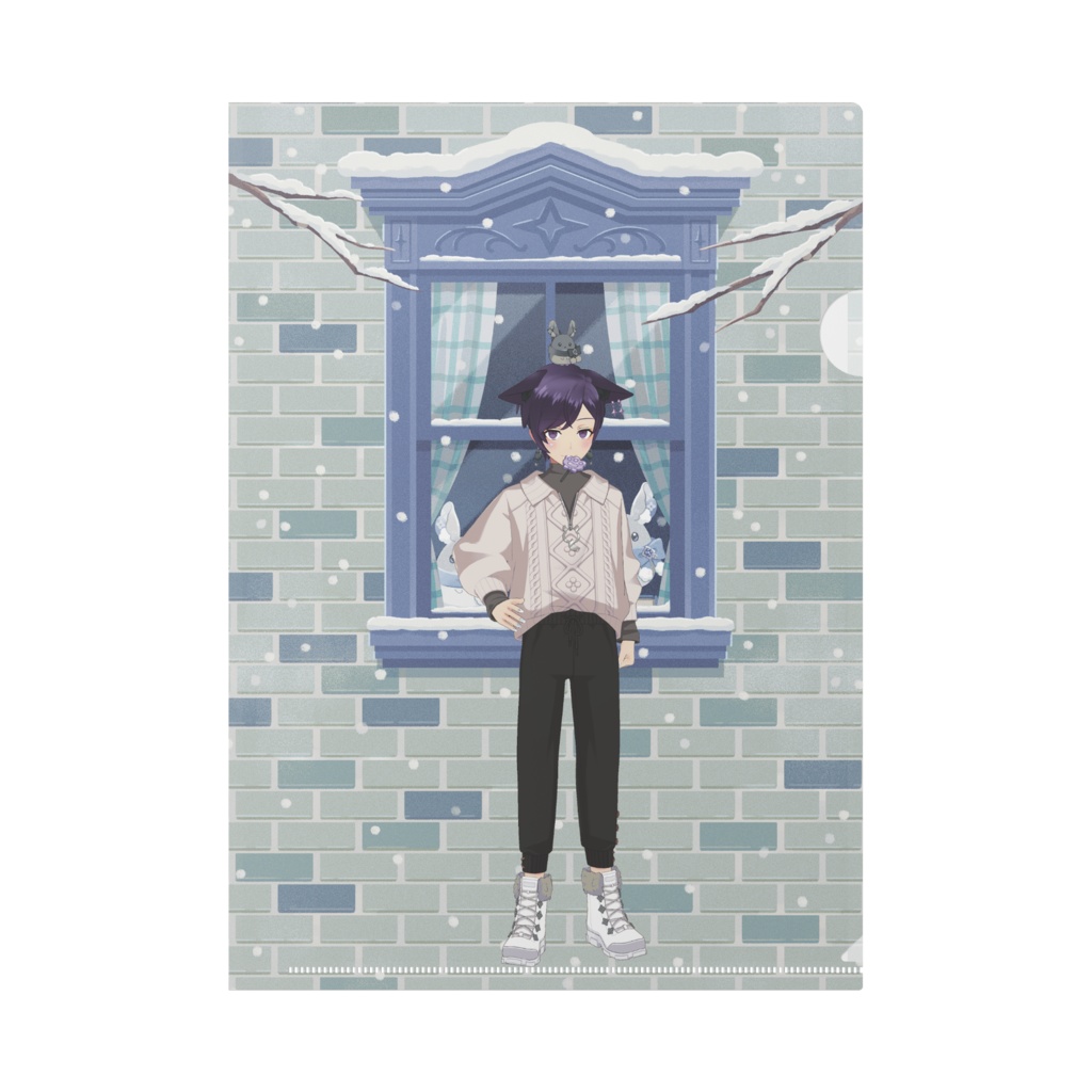 【忠犬まおぶー】12月冬コーデ-クリアファイル-G0874