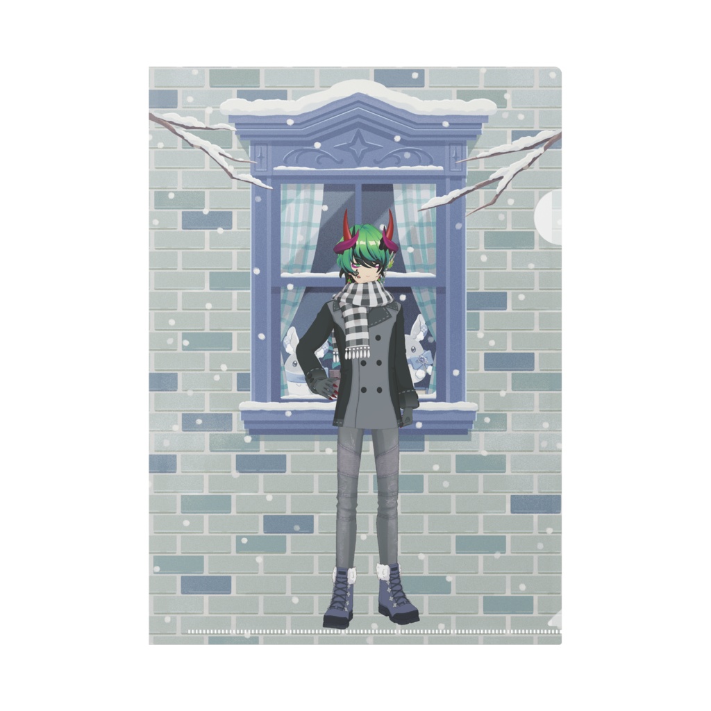 【あざす】12月冬コーデ-クリアファイル-G0082