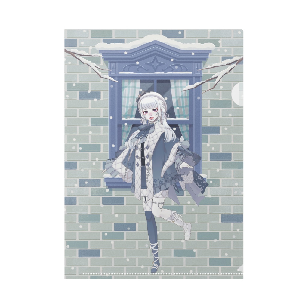 【紅紅 牡丹 雪だるま】12月冬コーデ-クリアファイル-G0704