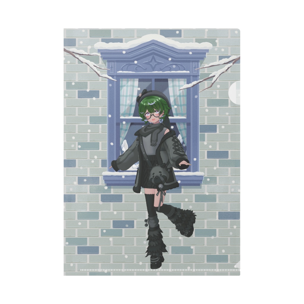 【緑峰きゅびる】12月冬コーデ-クリアファイル-G1076