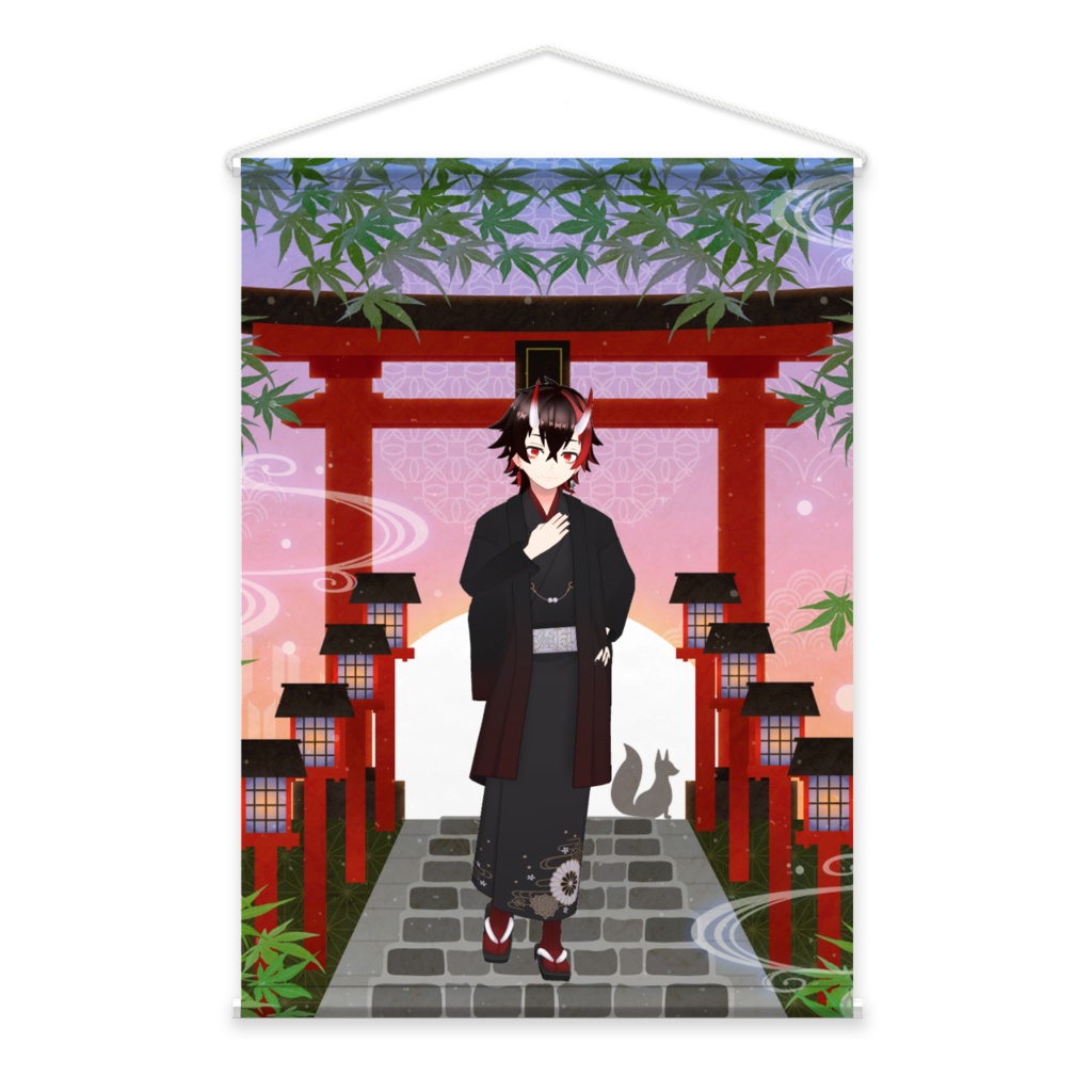 【田舎の神社の守り神】01月記念日-タペストリー-G0418