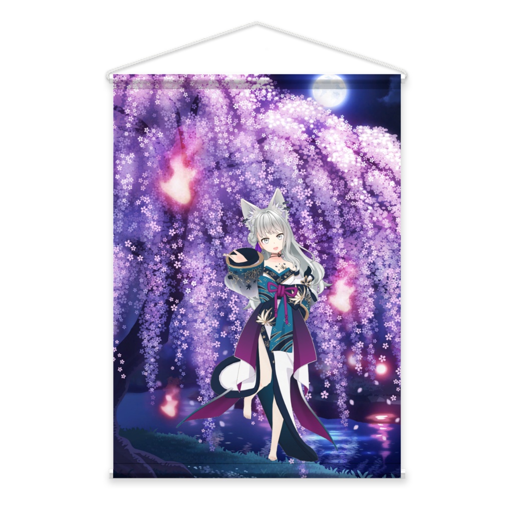 【白狼 のえる】02月記念日-タペストリー-G0903