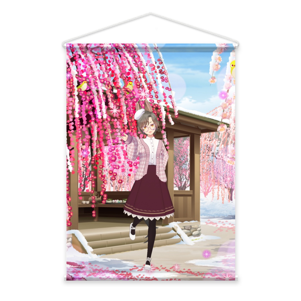 【華白 シフォン】3月生誕祭記念日-タペストリー-G0828