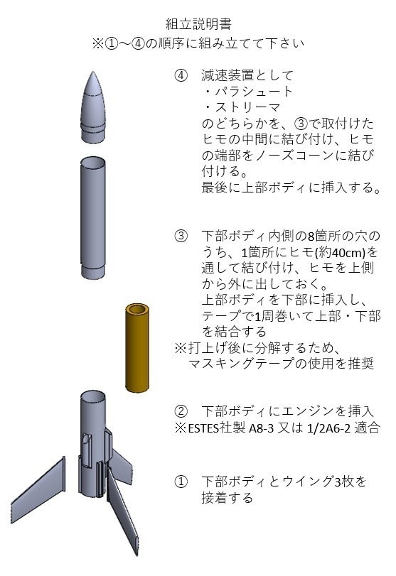 霧沢25式3Dプリントモデルロケット