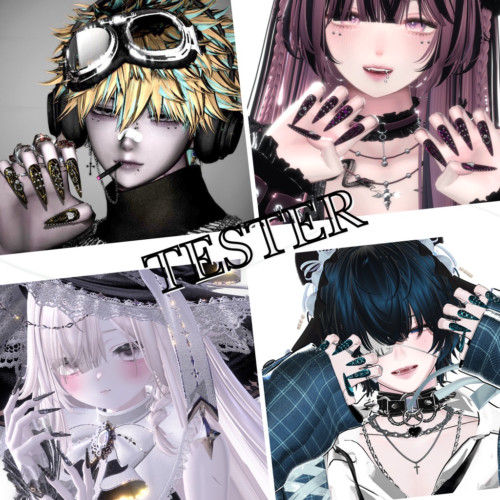 【複数アバター対応】Black Velvet Love Nail【MA対応】