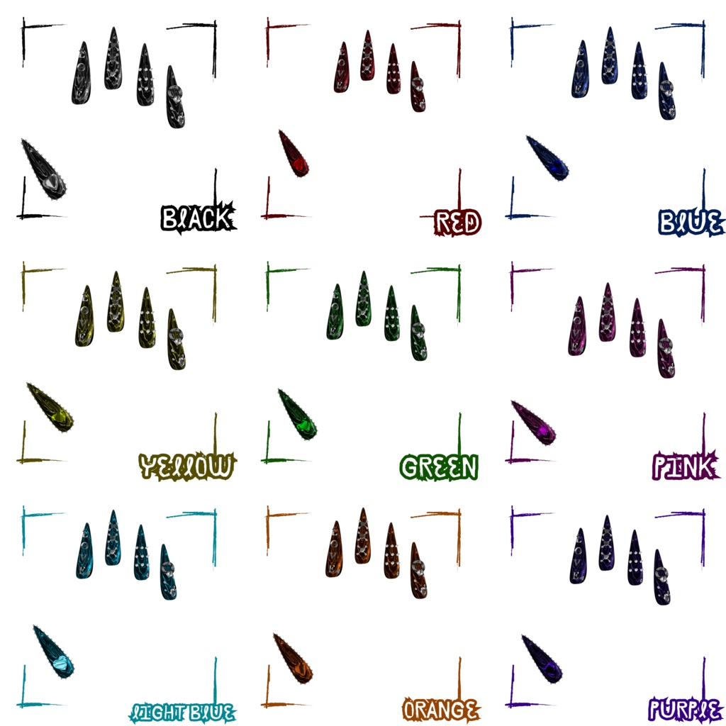 【複数アバター対応】Black Velvet Love Nail【MA対応】