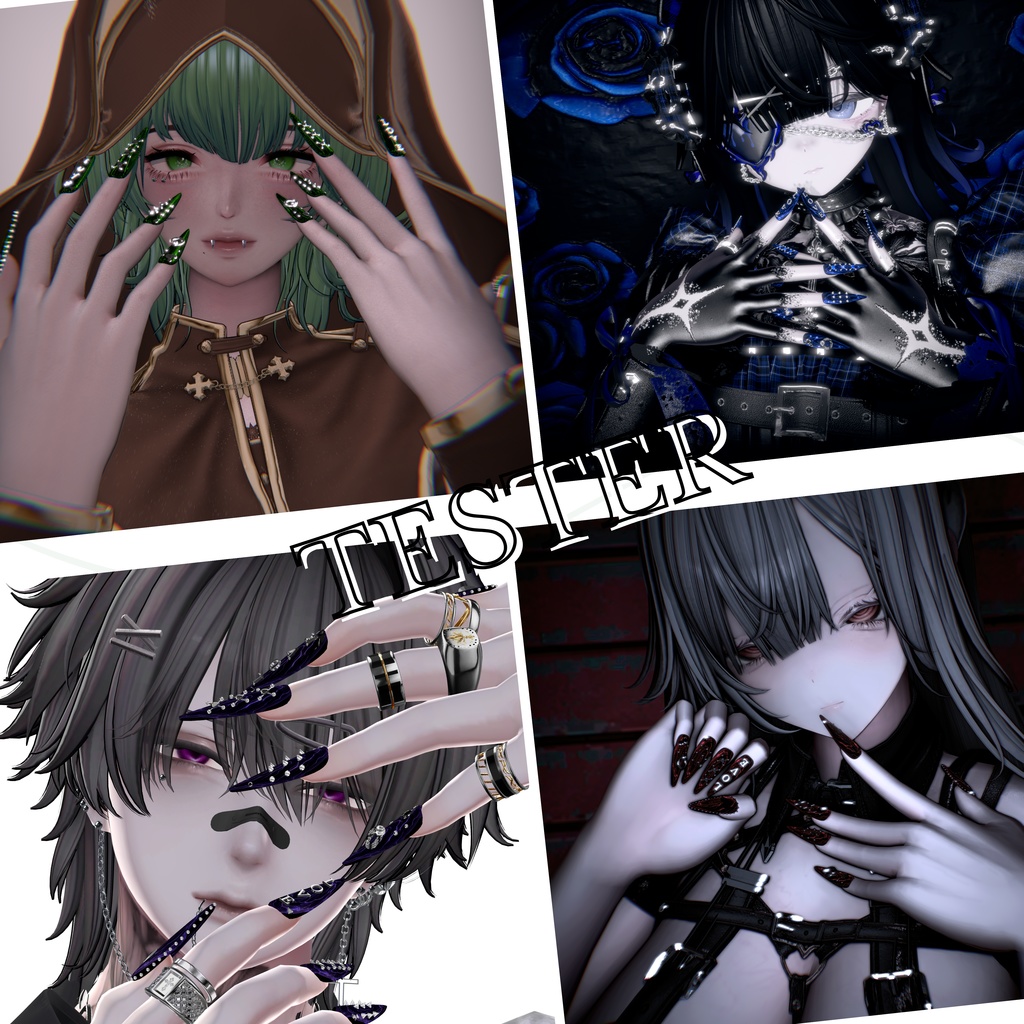 【複数アバター対応】Black Velvet Love Nail【MA対応】