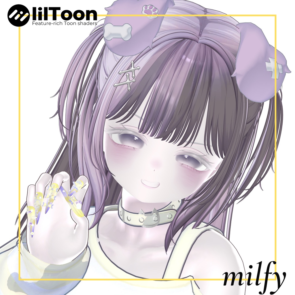 【vrchat用】複数アバター対応 Sugar Love Ribbon Nail【MA対応】