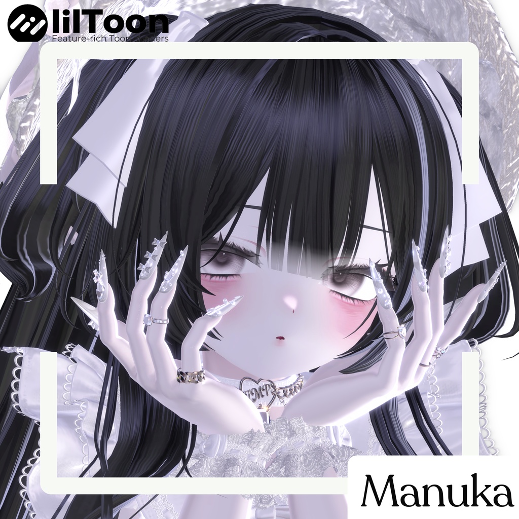 【vrchat用】複数アバター対応 Sugar Love Ribbon Nail【MA対応】