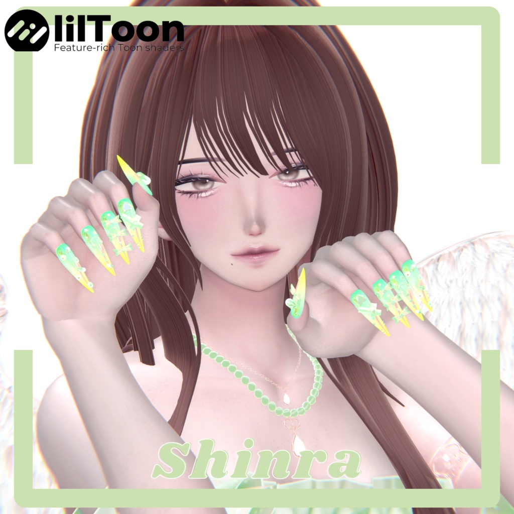 【vrchat用】複数アバター対応 Sugar Love Ribbon Nail【MA対応】
