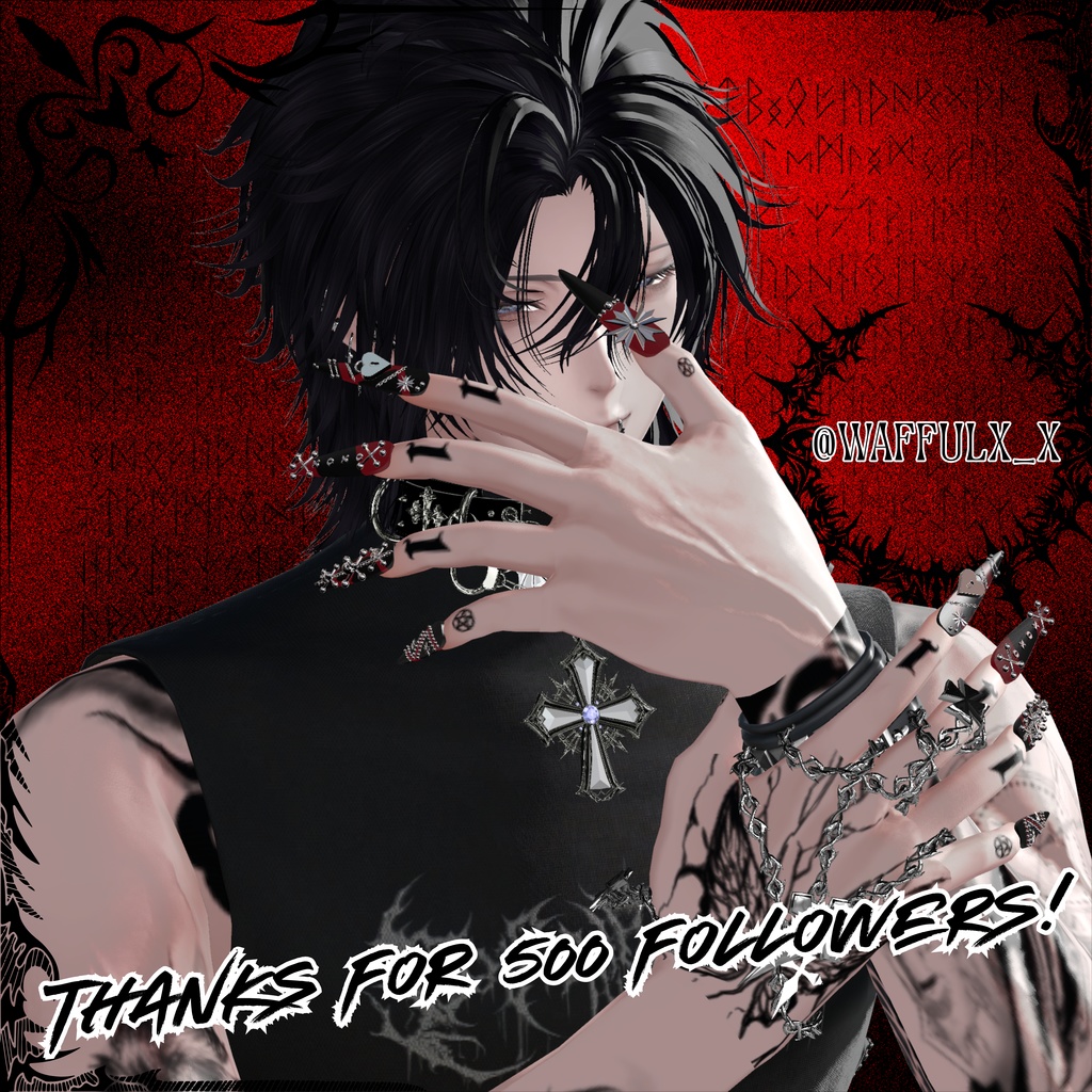 【vrchat用】複数アバター対応 500フォロワー感謝ネイル MA対応】