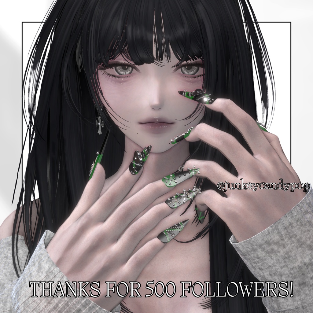【vrchat用】複数アバター対応 500フォロワー感謝ネイル MA対応】