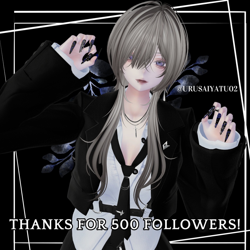 【vrchat用】複数アバター対応 500フォロワー感謝ネイル MA対応】