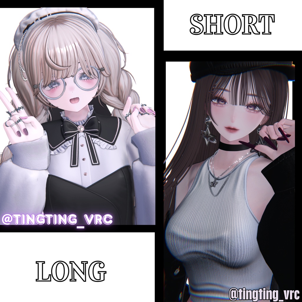 【vrchat用】複数アバター対応 MA対応 Remake Edition: Simple Nails (Long & Short)】