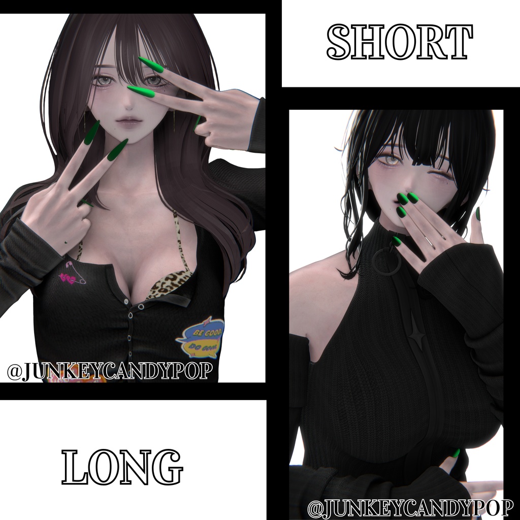 【vrchat用】複数アバター対応 MA対応 Remake Edition: Simple Nails (Long & Short)】