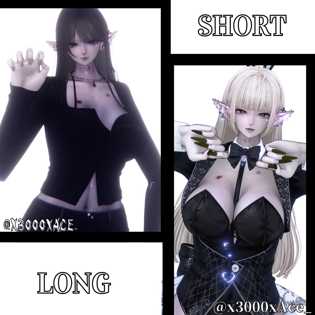 【vrchat用】複数アバター対応 MA対応 Remake Edition: Simple Nails (Long & Short)】