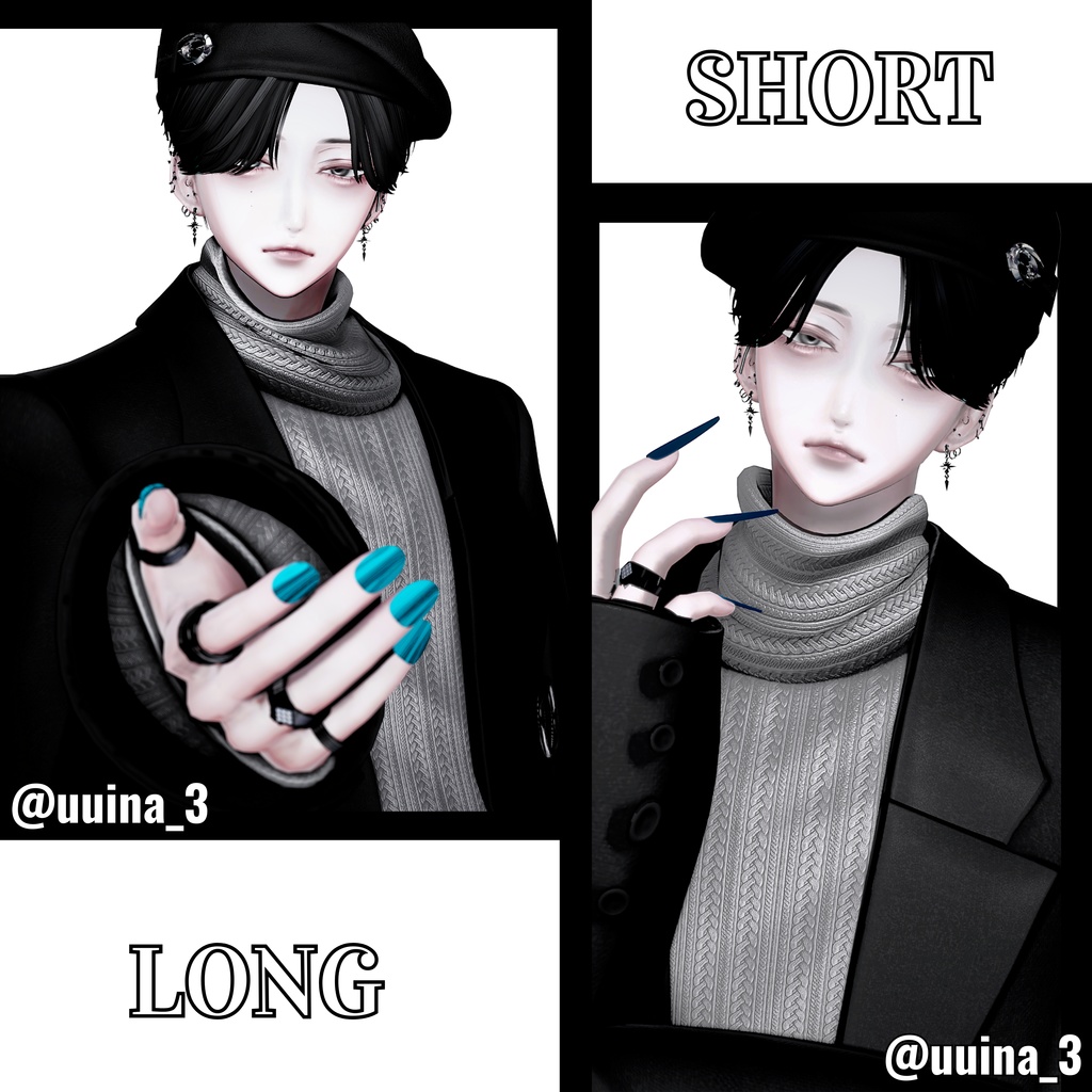 【vrchat用】複数アバター対応 MA対応 Remake Edition: Simple Nails (Long & Short)】