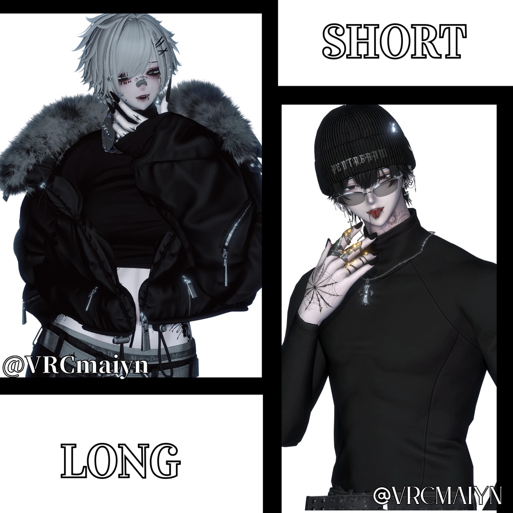 【vrchat用】複数アバター対応 MA対応 Remake Edition: Simple Nails (Long & Short)】