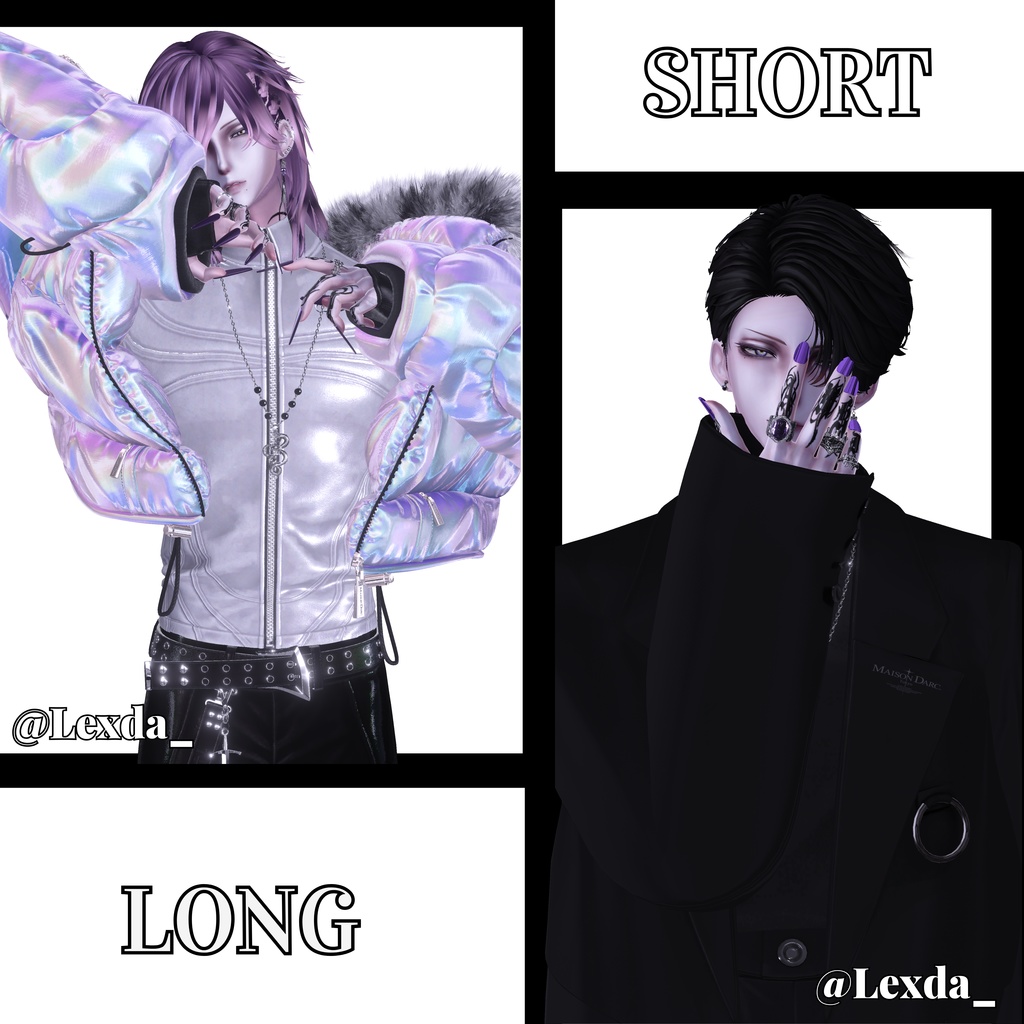 【vrchat用】複数アバター対応 MA対応 Remake Edition: Simple Nails (Long & Short)】