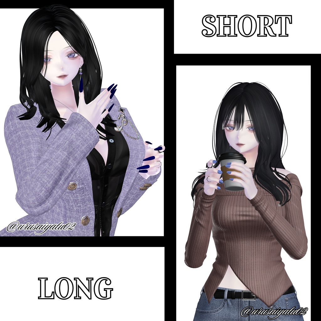 【vrchat用】複数アバター対応 MA対応 Remake Edition: Simple Nails (Long & Short)】