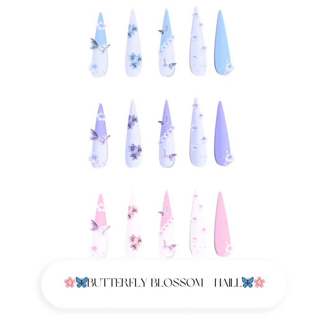 【vrchat用】複数アバター対応🌸🦋Butterfly Blossom Naill🦋🌸MA対応】