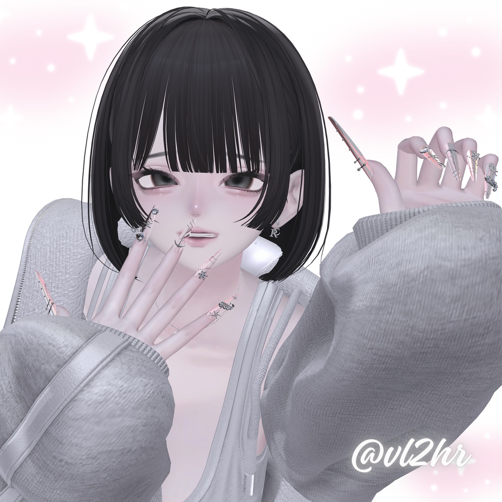 【VRC想定/45アバター対応】【MA対応】🐚Aqua Treasure Nail🌊