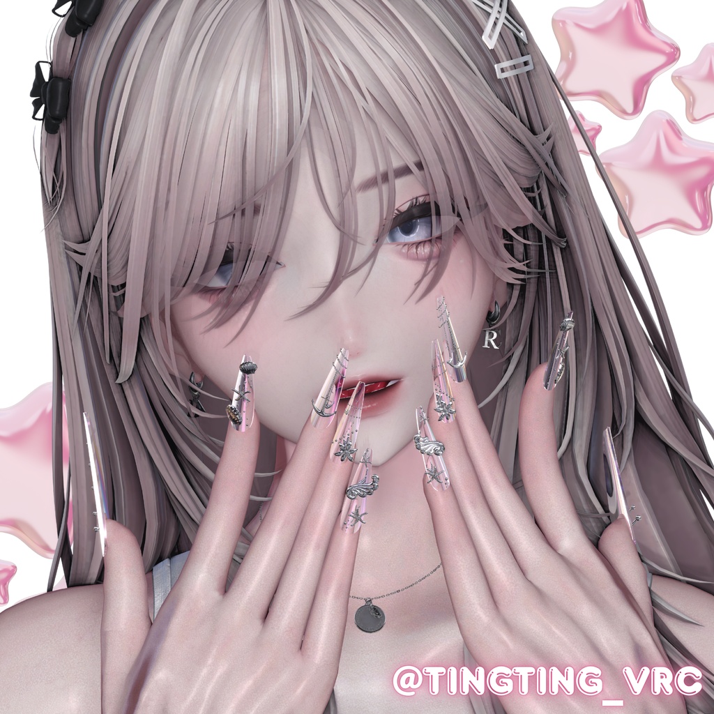 【VRC想定/45アバター対応】【MA対応】🐚Aqua Treasure Nail🌊