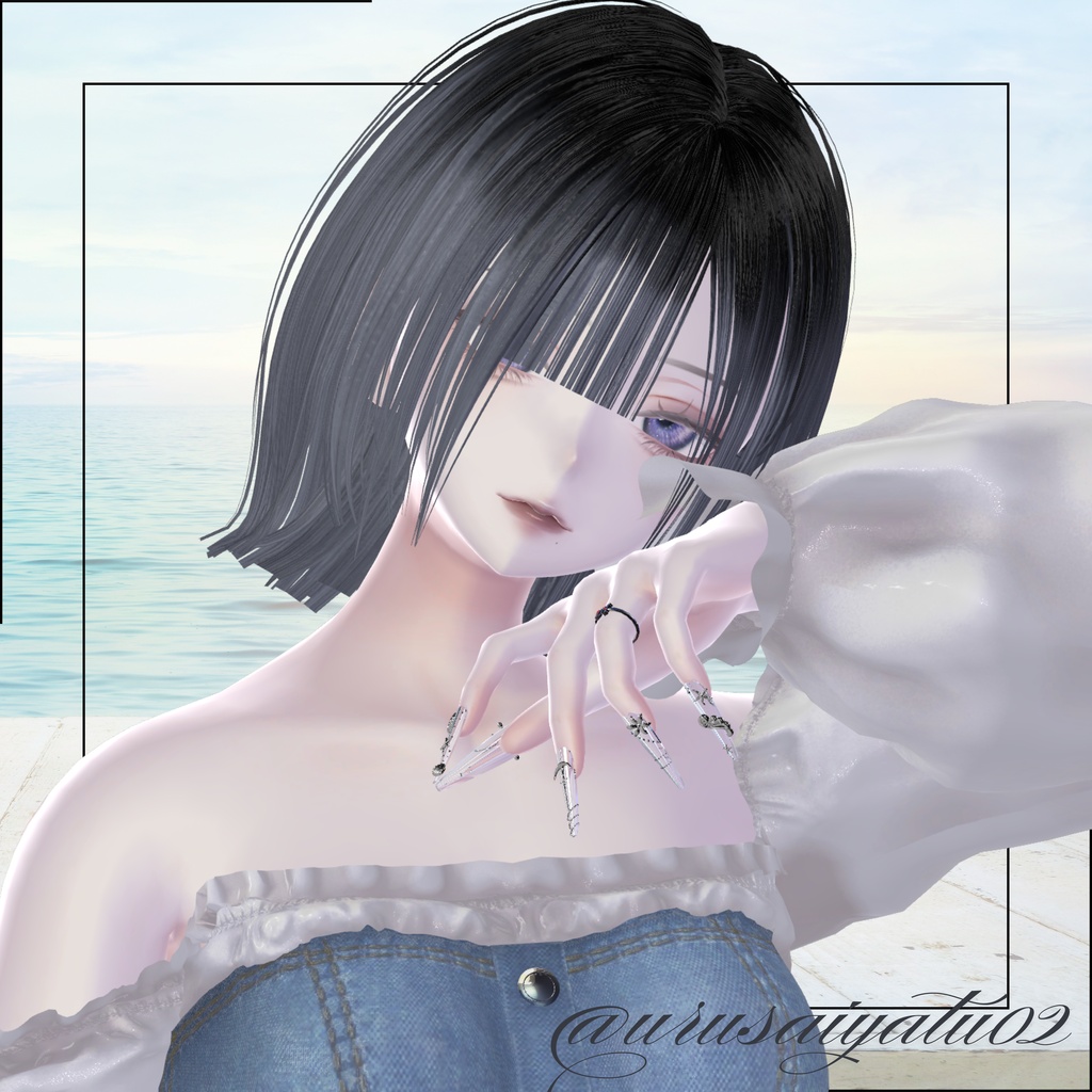 【VRC想定/45アバター対応】【MA対応】🐚Aqua Treasure Nail🌊