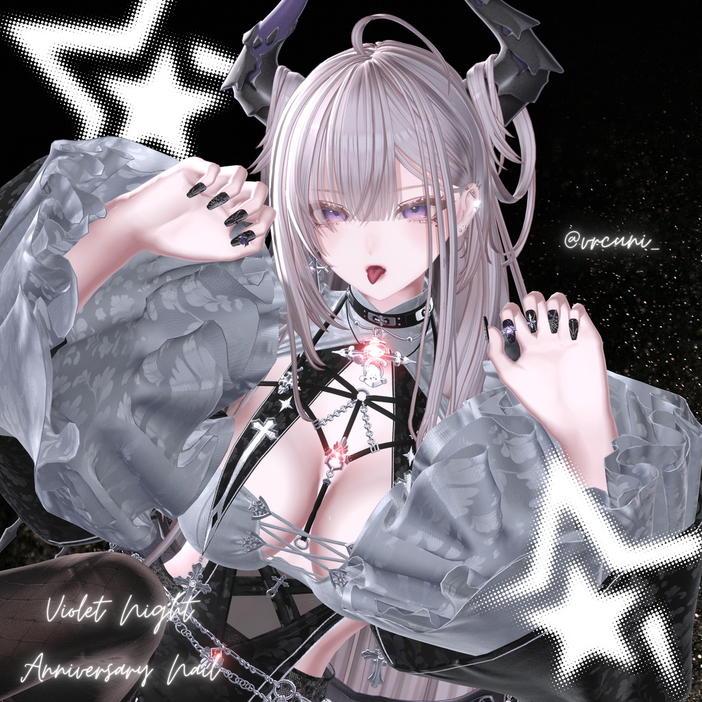 【VRC想定/50アバター対応】 🔥一週間 SALE🔥【MA対応】 /50アバター対応】【MA対応】 Violet Night Anniversary Nail