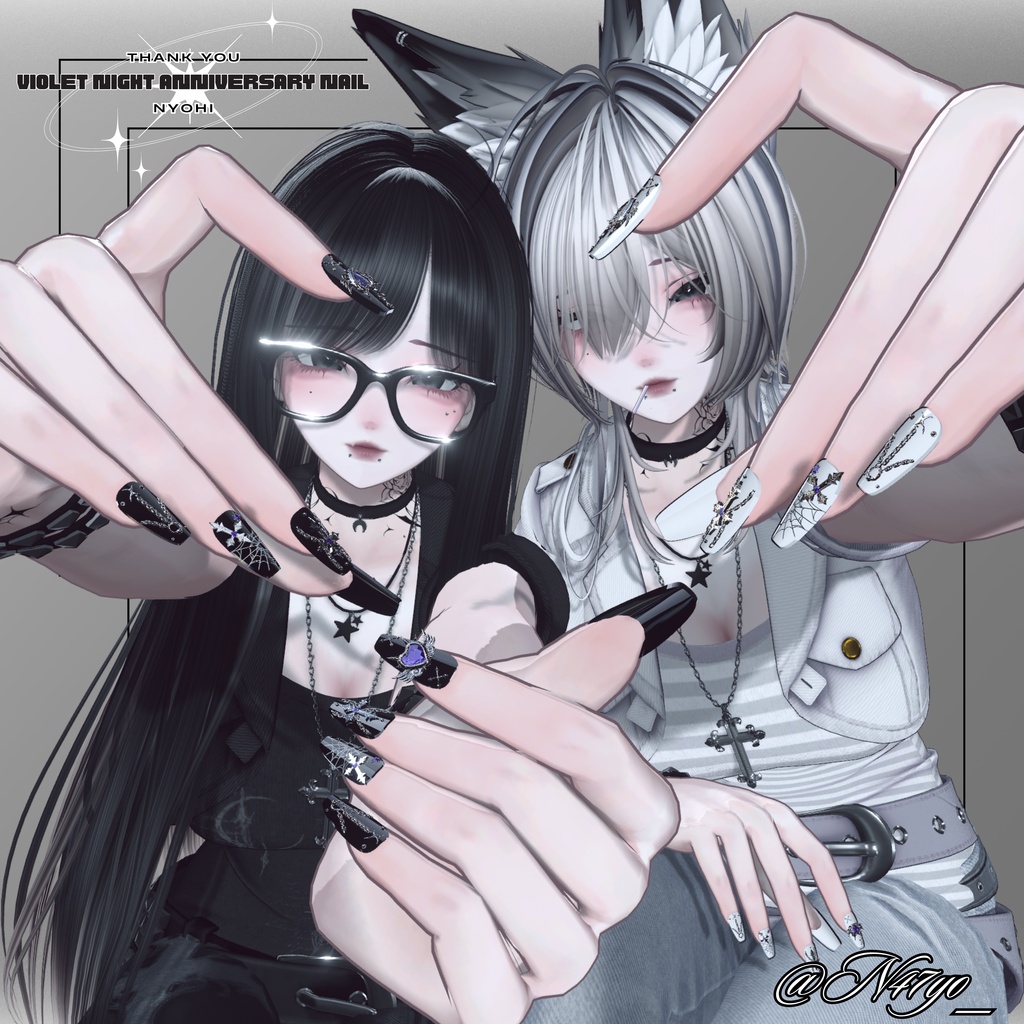 【VRC想定/50アバター対応】 🔥一週間 SALE🔥【MA対応】 /50アバター対応】【MA対応】 Violet Night Anniversary Nail