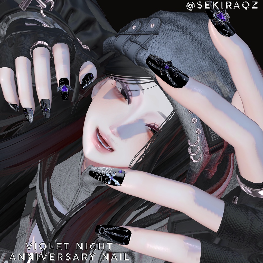 【VRC想定/50アバター対応】 🔥一週間 SALE🔥【MA対応】 /50アバター対応】【MA対応】 Violet Night Anniversary Nail