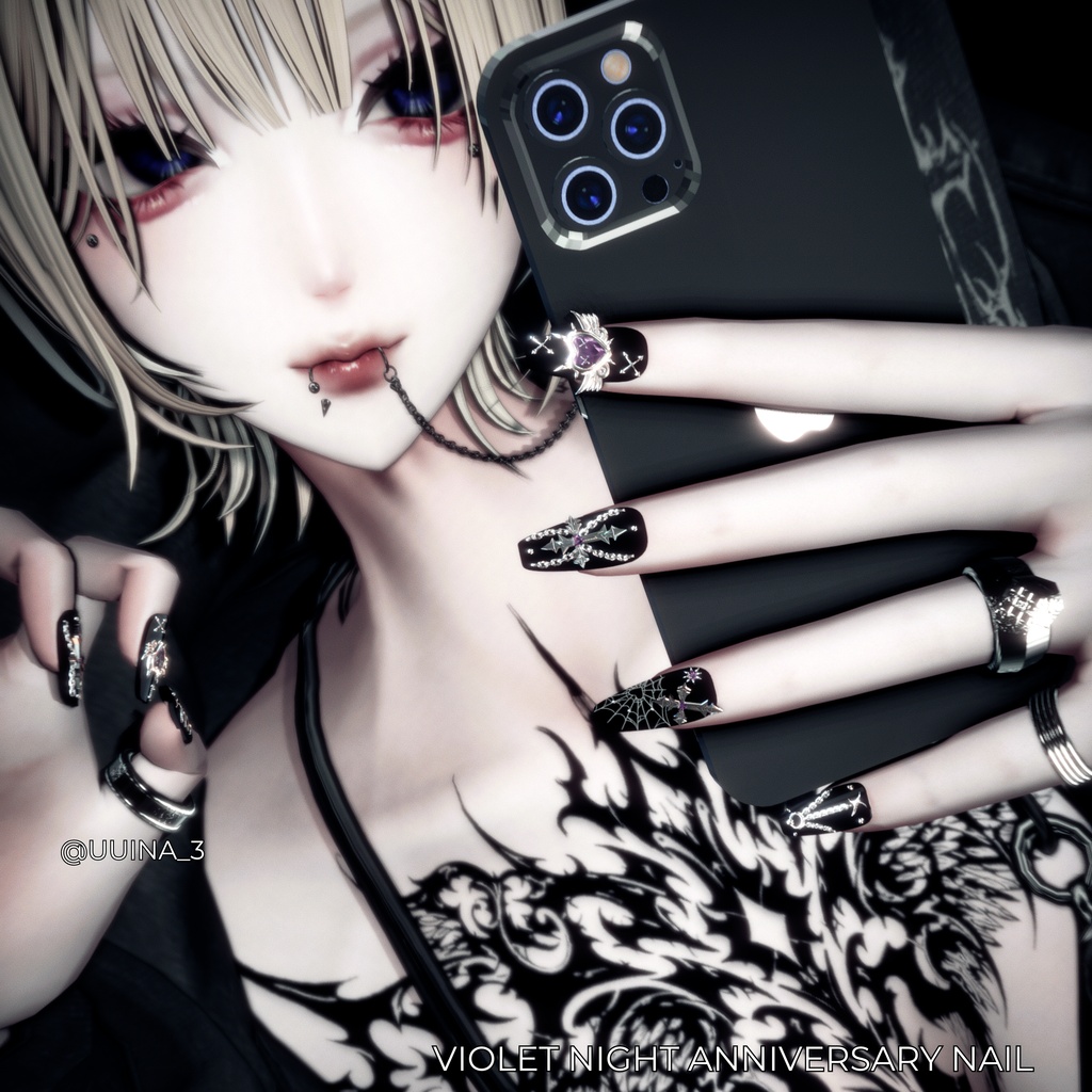 【VRC想定/50アバター対応】 🔥一週間 SALE🔥【MA対応】 /50アバター対応】【MA対応】 Violet Night Anniversary Nail