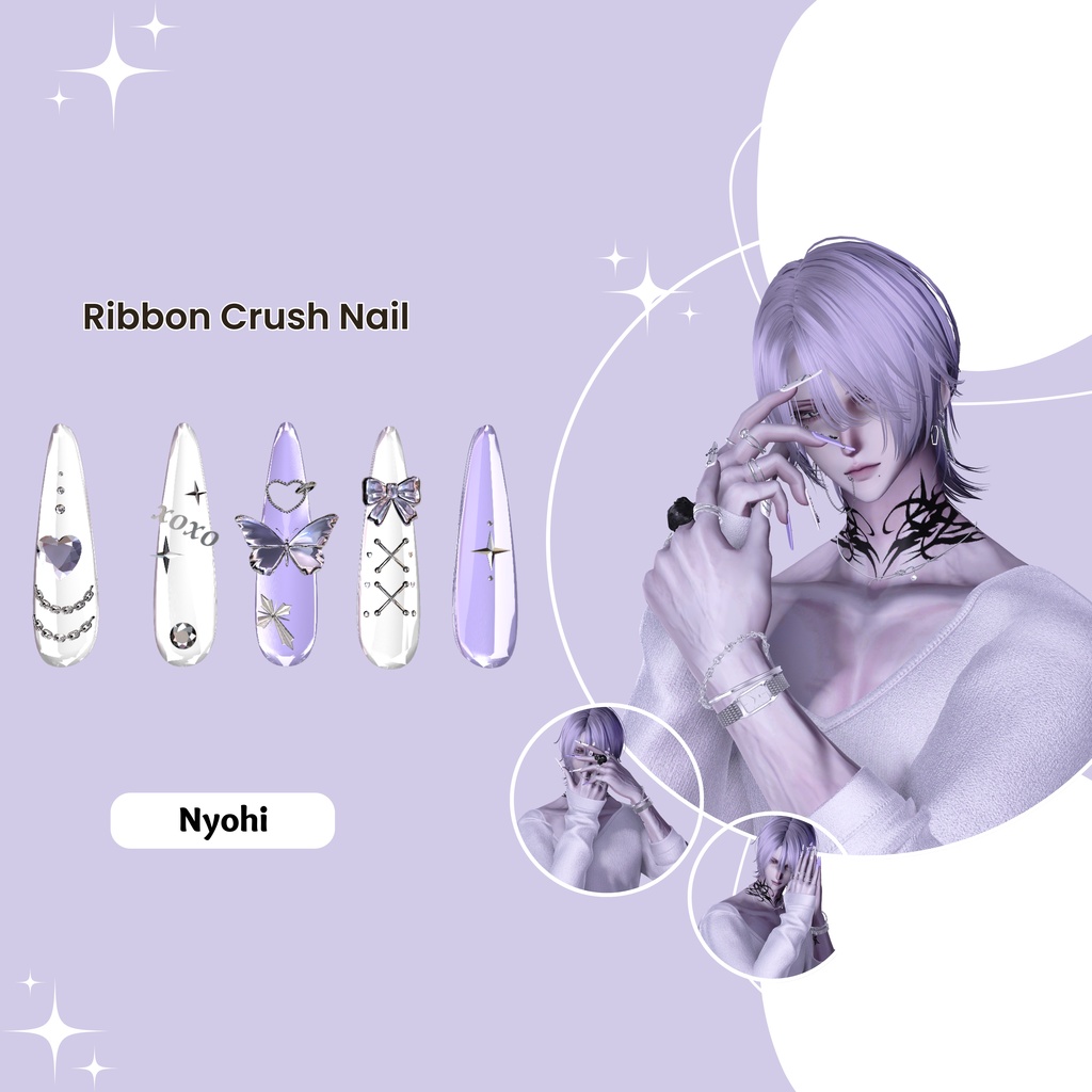 【VRC想定/50アバター対応】【MA対応】 🎀Ribbon Crush Nail🎀