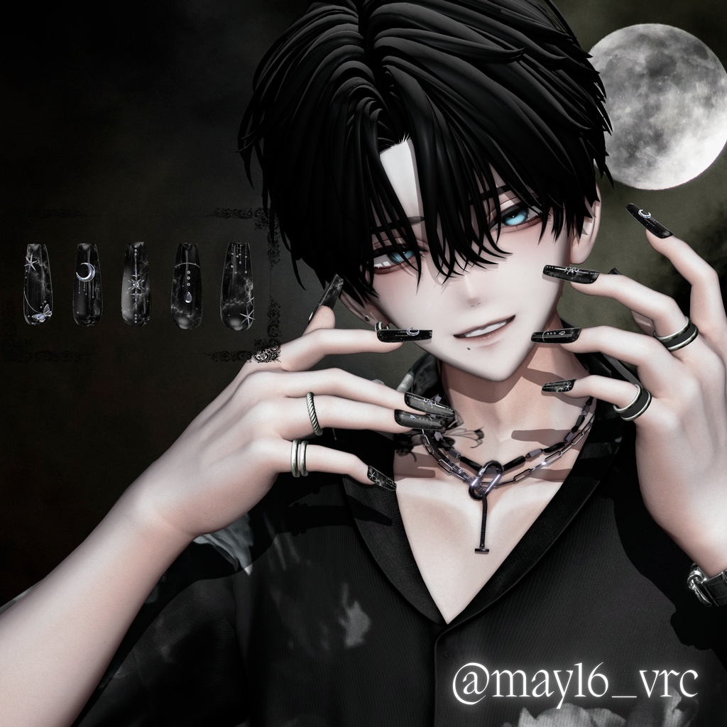 【VRC想定/50アバター対応】【MA対応】 🌙Lunar Veil Nail 🌃