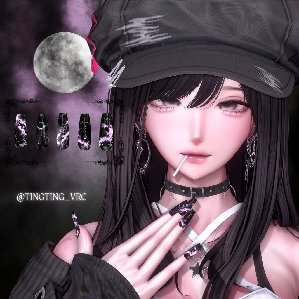 【VRC想定/50アバター対応】【MA対応】 🌙Lunar Veil Nail 🌃
