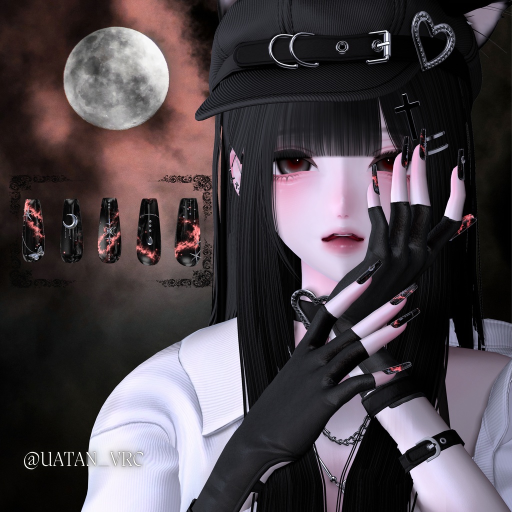 【VRC想定/50アバター対応】【MA対応】 🌙Lunar Veil Nail 🌃