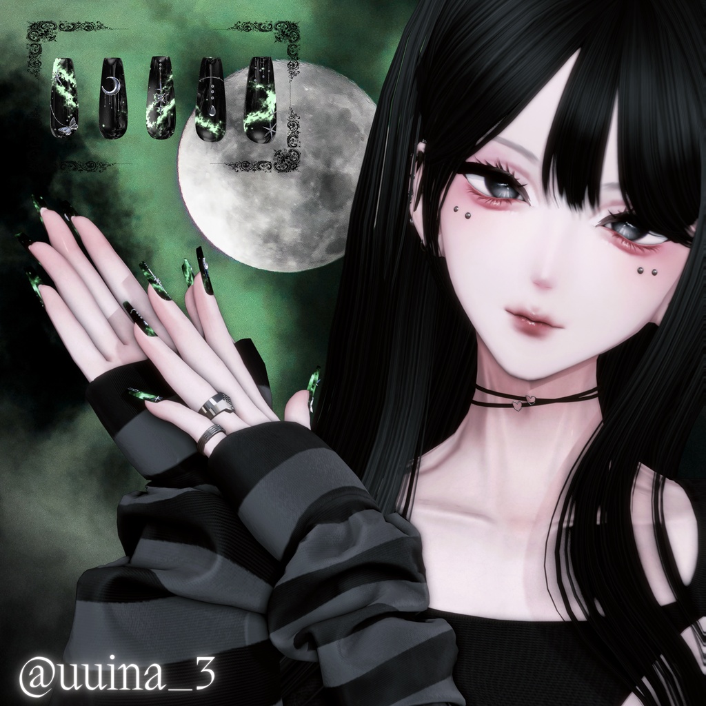【VRC想定/50アバター対応】【MA対応】 🌙Lunar Veil Nail 🌃