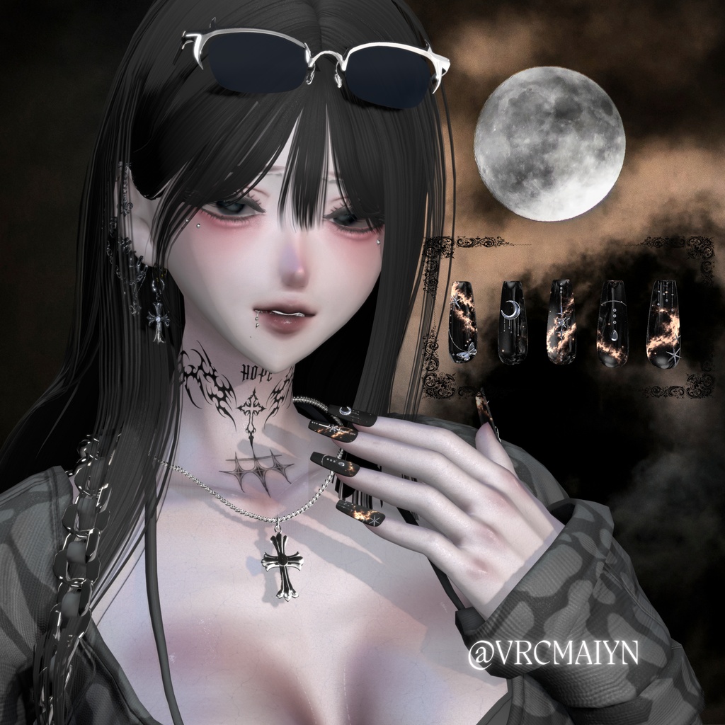 【VRC想定/50アバター対応】【MA対応】 🌙Lunar Veil Nail 🌃