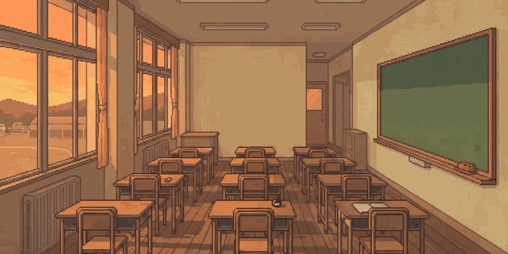 アニメ学園背景 — ピクセルアート50シーン(16-bit風・800x400)