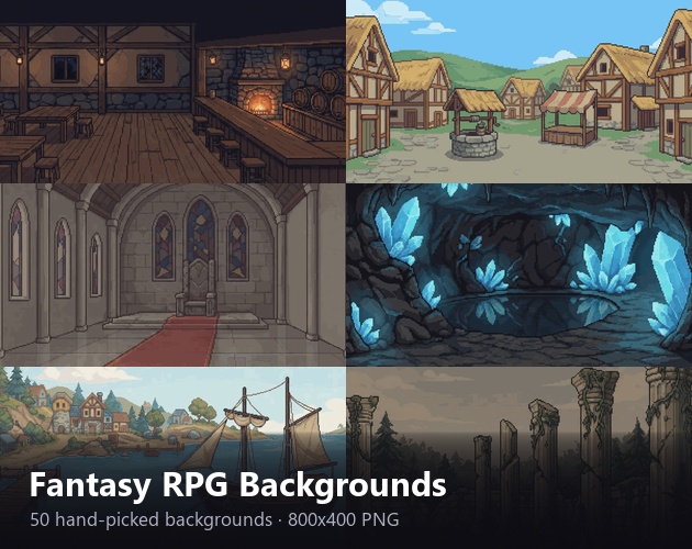 ファンタジーRPG背景 — ピクセルアート50シーン
